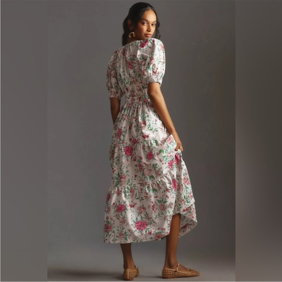 Anthropologie The Somerset Maxi Dress: Puff-Sleeve Edition Tiered Pockets Cotton - Picture 2 of 15